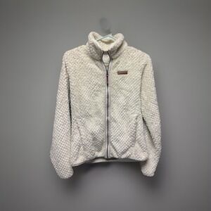 Columbia Fire Side II Women XS Full‎ Zip Fleece Sweater Chalk Sherpa Jacket